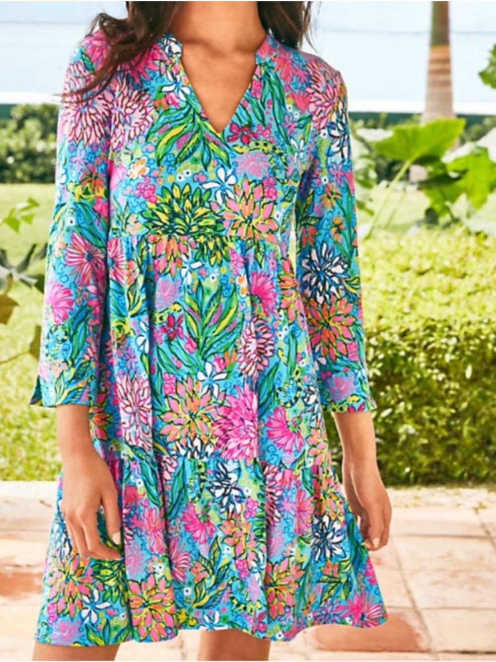 NWOT Lilly Pulitzer Sz XL Alaina Dress Sea Breeze Blue Walking On Sunshine